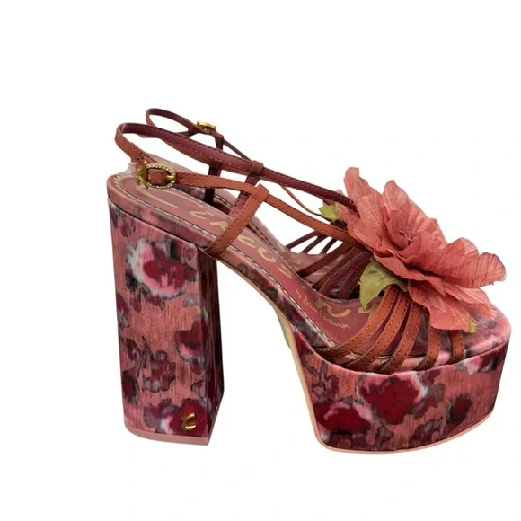 Circus NY by Sam Edelman Siena Flower Platform Sandals Merlot Red Heels 6 - Picture 4 of 16
